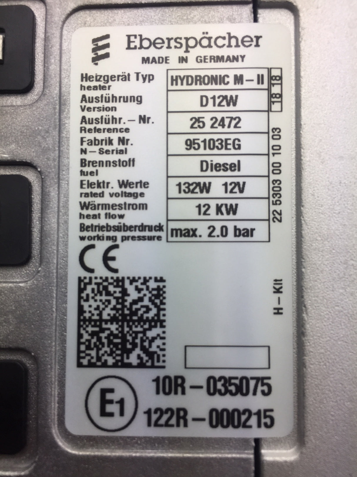 Espar / Eberspaecher MII-12KW, 12V Coolant Heater - Replacement
