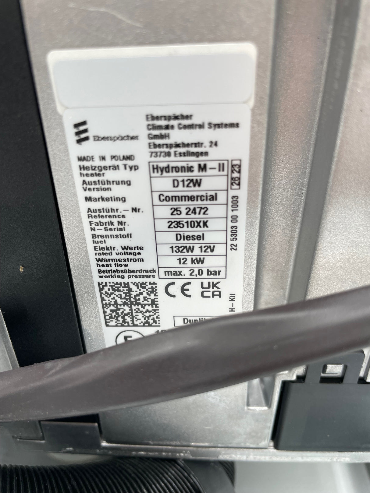 Espar/Eberspaecher MII-12kw 12 Volt Coolant Heater